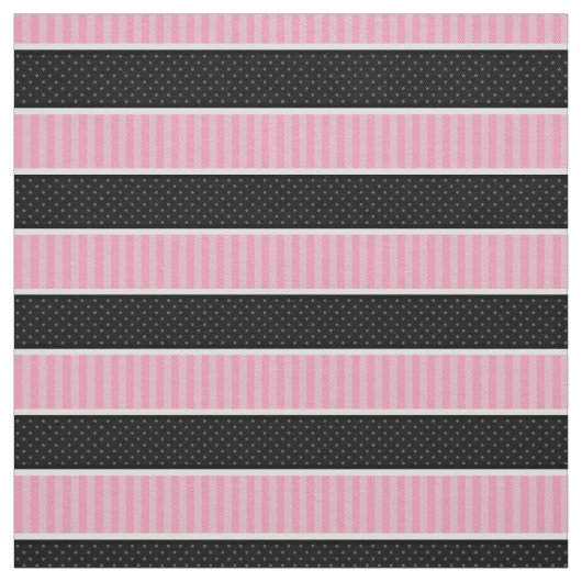 Pink und Black Polka Dot Stripes Muster Stoff (Muster)