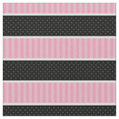 Pink und Black Polka Dot Stripes Muster Stoff (Nahaufnahme)