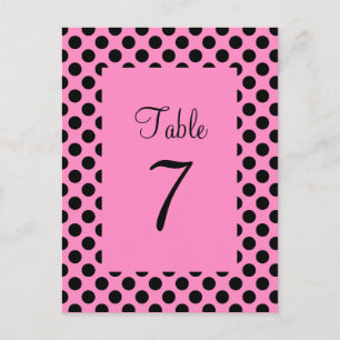 Pink und Black Polka Dot Tischnummer Postkarte