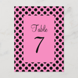 Pink und Black Polka Dot Tischnummer Postkarte