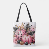 Pink und Black Pumpkins und Feathers Tasche (Rückseite)