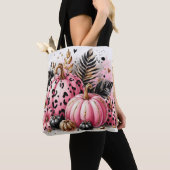 Pink und Black Pumpkins und Feathers Tasche (Von Nahem)