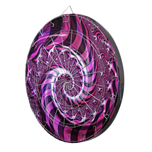 Pink und Black Spiral Illusion Dartboard Dartscheibe (Vorderseite rechts)