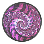 Pink und Black Spiral Illusion Hockey Puck (Vorderseite)