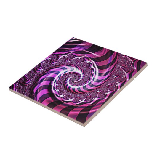 Pink und Black Spiral Illusion Keramik Tile Fliese (Seite)