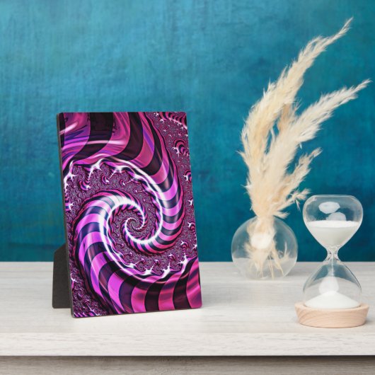Pink und Black Spiral Illusion Plaque Fotoplatte (Seite)