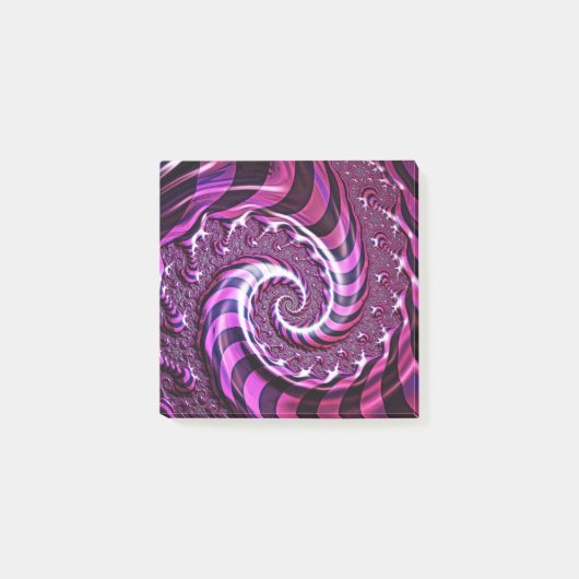 Pink und Black Spiral Illusion Post-it Klebezettel (Vorderseite)