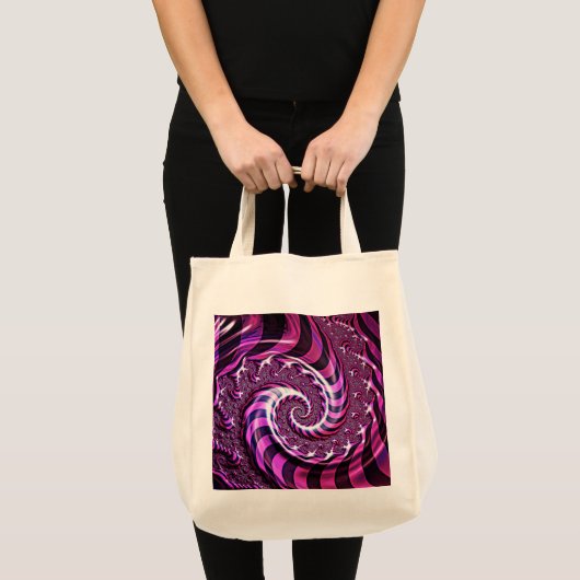 Pink und Black Spiral Illusion Toag Tragetasche (Vorderseite (Produkt))