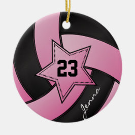 Pink und Black Star Volleyball Keramikornament