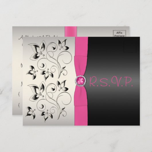 Pink und Black Sweet 16 UAWG Postkarte (Vorne/Hinten)