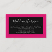 Pink und Black Trendy Visitenkarte (Rückseite)