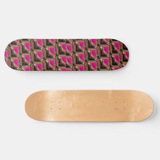 Pink und Black Tribal Muster Skateboard (Horizontal)