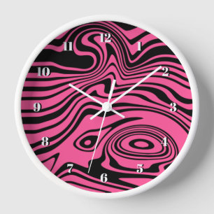 Pink und Black Waves Wall Clock - Farbe auswählen Uhr