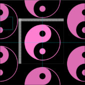 Pink und Black Yin Yang Muster Stoff (Kachel)
