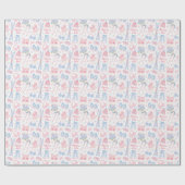 Pink und Blau Après-Ski Geschenkpapier (Flach)