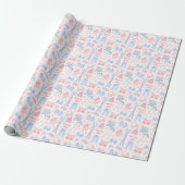 Pink und Blau Après-Ski Geschenkpapier (Ungerollt)