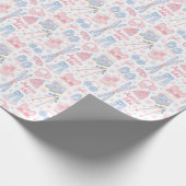 Pink und Blau Après-Ski Geschenkpapier (Ecke)