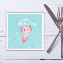 Pink und blau Axolotl Geburtstag PaPaper Napkin