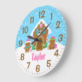 Pink und Blau des Lebkuchenhauses Große Wanduhr (Winkel)