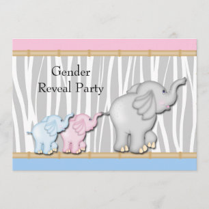 Pink und Blau Elefant Geschlecht Enthüllung Einladung
