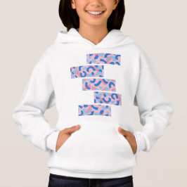 Pink und Blau geteilte Doodle-Muster Hoodie
