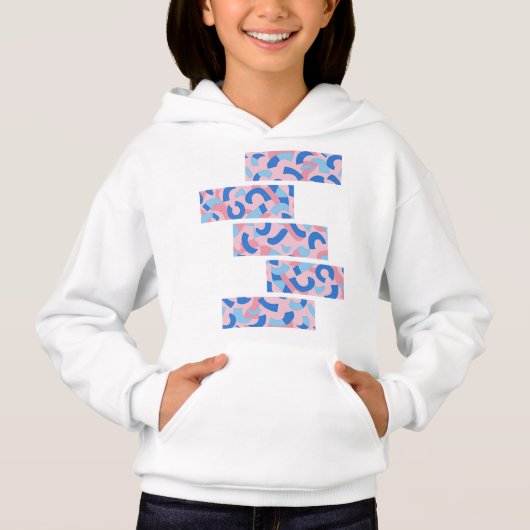 Pink und Blau geteilte Doodle-Muster Hoodie (Vorderseite)