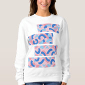 Pink und Blau geteilte Doodle-Muster Sweatshirt (Vorderseite)