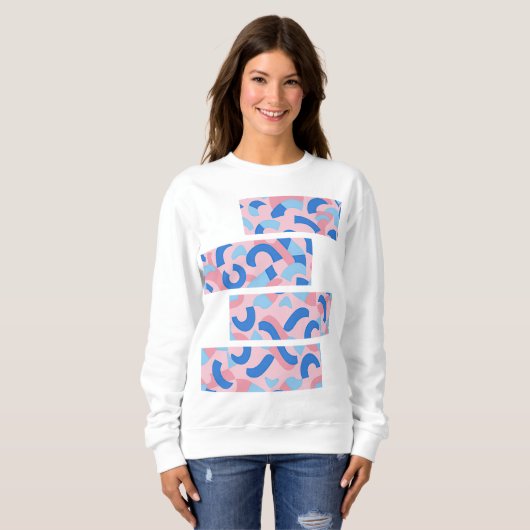 Pink und Blau geteilte Doodle-Muster Sweatshirt (Vorne ganz)