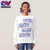 Pink und Blau geteilte Doodle-Muster Sweatshirt