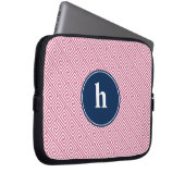 Pink und Blau-Griechisches Schlüsselmuster Monogra Laptopschutzhülle (Vorne Rechts)