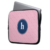 Pink und Blau-Griechisches Schlüsselmuster Monogra Laptopschutzhülle (Vorderseite Links)