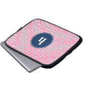 Pink und Blau-Griechisches Schlüsselmuster Monogra Laptopschutzhülle (Vorne Knopf)