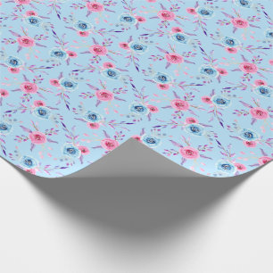 Pink und Blau Rose Muster Wrapping Pa Geschenkpapier