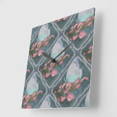 PINK UND BLAUE SCHALTFLÄCHE QUADRATISCHE WANDUHR (Winkel)