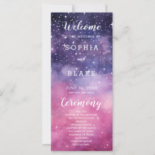 Pink und blaue Sterne Himmlisches Hochzeitsprogram