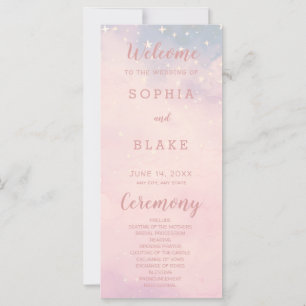 Pink und blaue Sterne Himmlisches Hochzeitsprogram