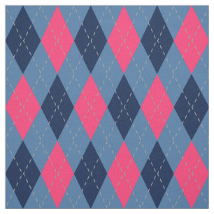 Pink und Blauer Raute Stoff