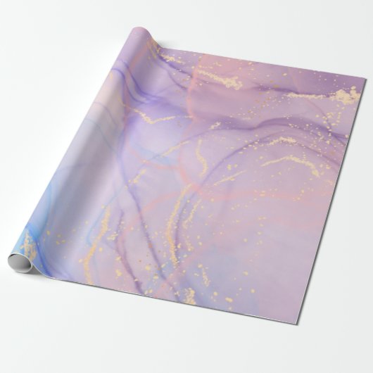 Pink- und Blaugold-Glittermarmor Geschenkpapier (Ungerollt)