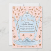 Pink und Blue Antique Cradle Baby Dusche Einladung (Vorderseite)