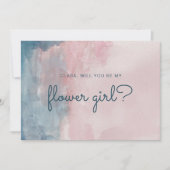 Pink und Blue Aquarell Blume Girl Card Einladung (Vorderseite)