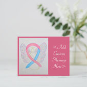 Pink und Blue Awareness Ribbon Angel Postcard Postkarte (Stehend Vorderseite)