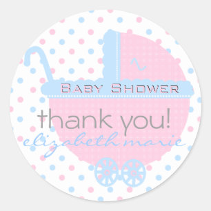 Pink und Blue-Baby Dusche Gefallen Runder Aufkleber