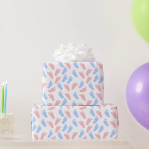 Pink und Blue Baby Feet Muster Geschenkpapier