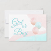 Pink und Blue Balloons Junge oder Girl Gender Reve Dankeskarte (Rückseite)