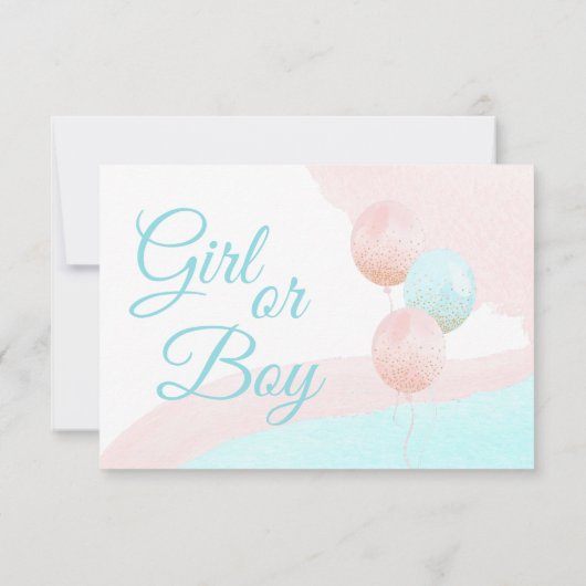 Pink und Blue Balloons Junge oder Girl Gender Reve Dankeskarte (Rückseite)