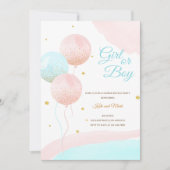 Pink und Blue Balloons Junge oder Girl Gender Reve Einladung (Vorderseite)
