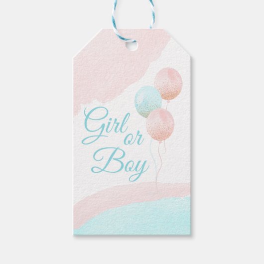 Pink und Blue Balloons Junge oder Girl Gender Reve Geschenkanhänger (Vorderseite)