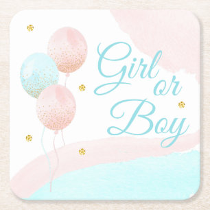 Pink und Blue Balloons Junge oder Girl Gender Reve Rechteckiger Pappuntersetzer
