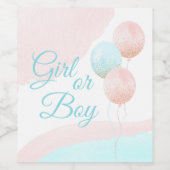 Pink und Blue Balloons Junge oder Girl Gender Reve Weinetikett (Einzelnes Label)