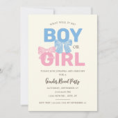 Pink und Blue Bow Baby Gender Reveal Einladung (Vorderseite)